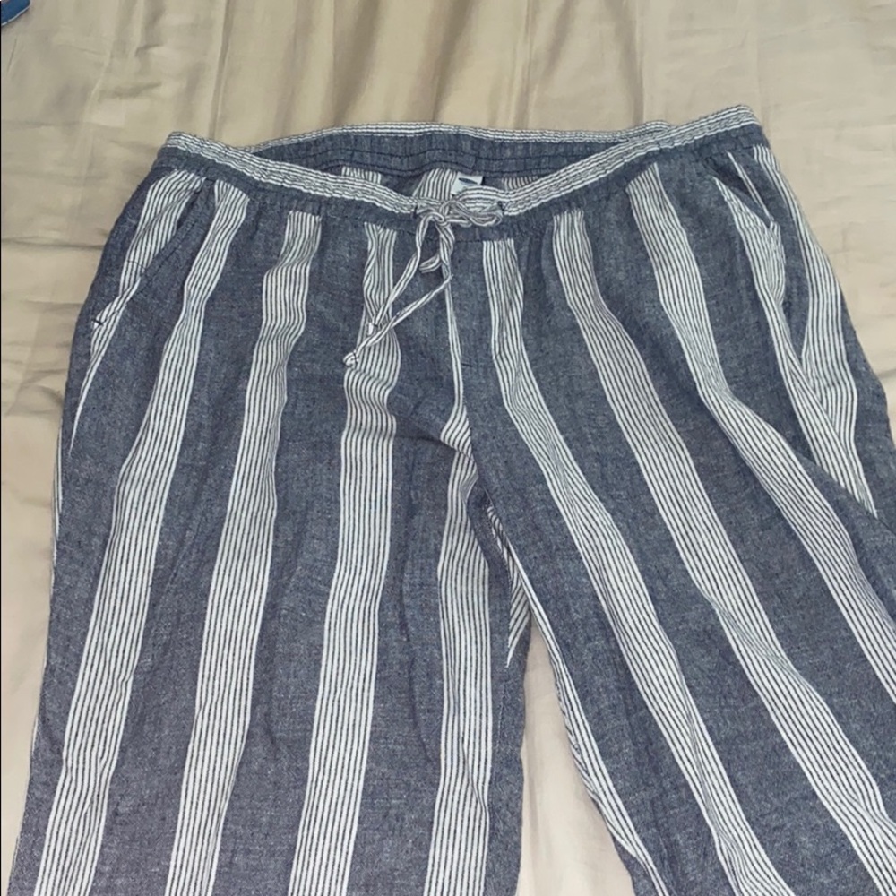 Old navy linen navy blue strip pants